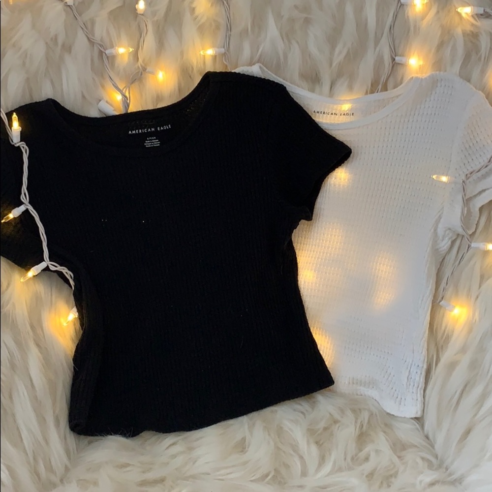 Set of 2, Black and White A&E Waffle Cone T-Shirts